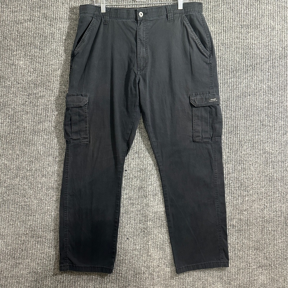 Wrangler Mens Cargo Pants Size 36x32 Black Cotton Blend Outdoor Mid Rise